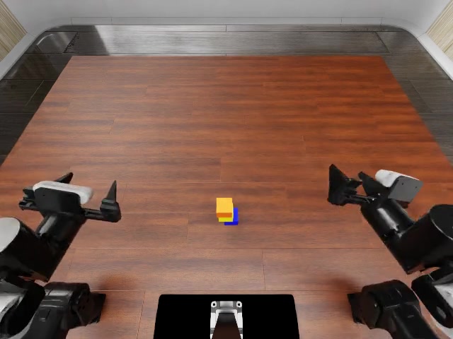 A completed stack of colored blocks in the simulated robot workspace